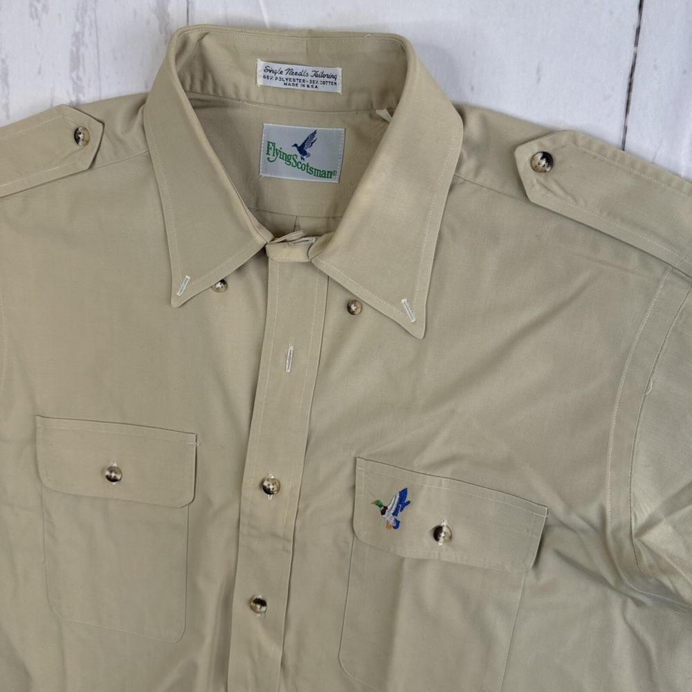 Vintage Flying Scotsman Shirt Single‎ Needle Mallard Duck Logo Hunt Men Sz L USA